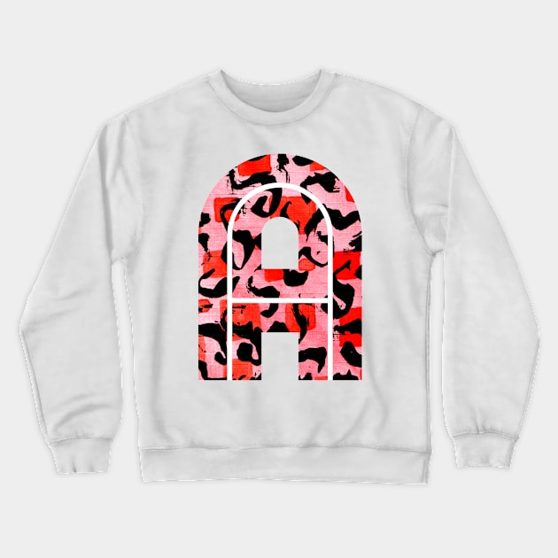 Abstract Letter A Watercolour Leopard Print Alphabet Red Crewneck Sweatshirt by Squeeb Creative